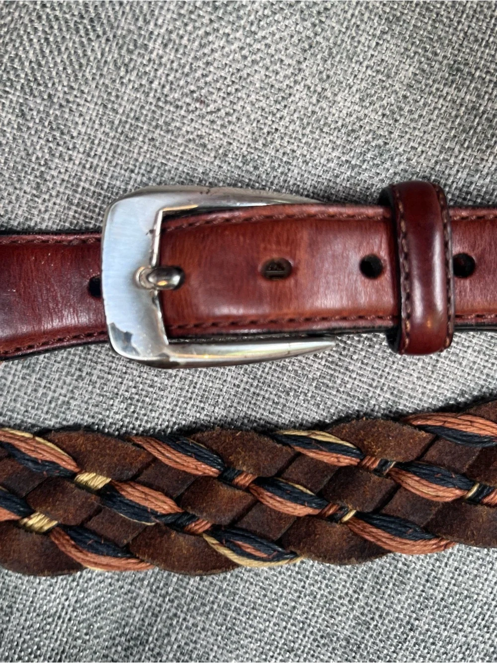 Brighton Braided Leather Belt in Brown and Tan - Classic Casual Style